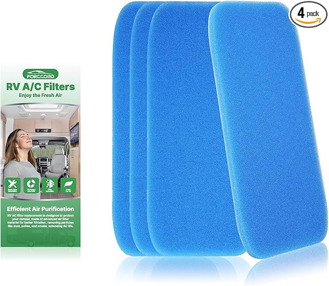 4-PACK RV AC Filter RV Air Filters Replacement for Air Conditioner Vent, Washable AC Filter 12.875 x 5.5 for Camper Vent MERV 6 AC 160g