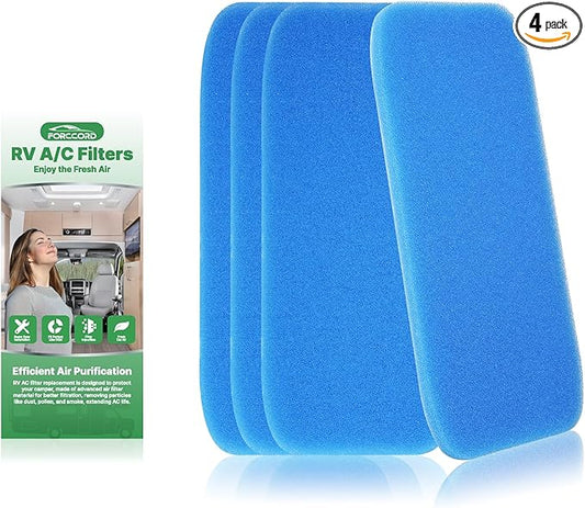 4-PACK RV AC Filter RV Air Filters Replacement for Air Conditioner Vent, Washable AC Filter 12.875 x 5.5 for Camper Vent MERV 6 AC 160g