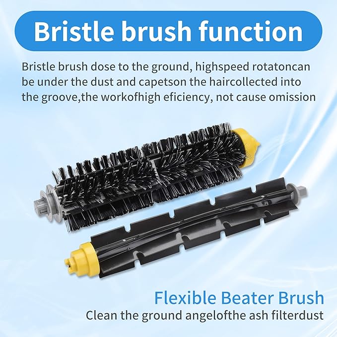 Replacement Parts Kit Bristle Flexible Beater Brush & Aero Vac Filter & Side Brush Compatible with iRobot Roomba 600 Series 595 610 614 618 620 630 640 650 660 680 685 690 692 694 695 Vacuum