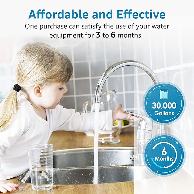 AQUA CREST FXHTC Whole House Water Filter, Well Water Filter Replacement for GE® FXHTC, GXWH40L, American Plumber W10-PR, Culligan® RFC-BBSA, W10-BC, Carbon Filters, 5 Micron, Pack of 3