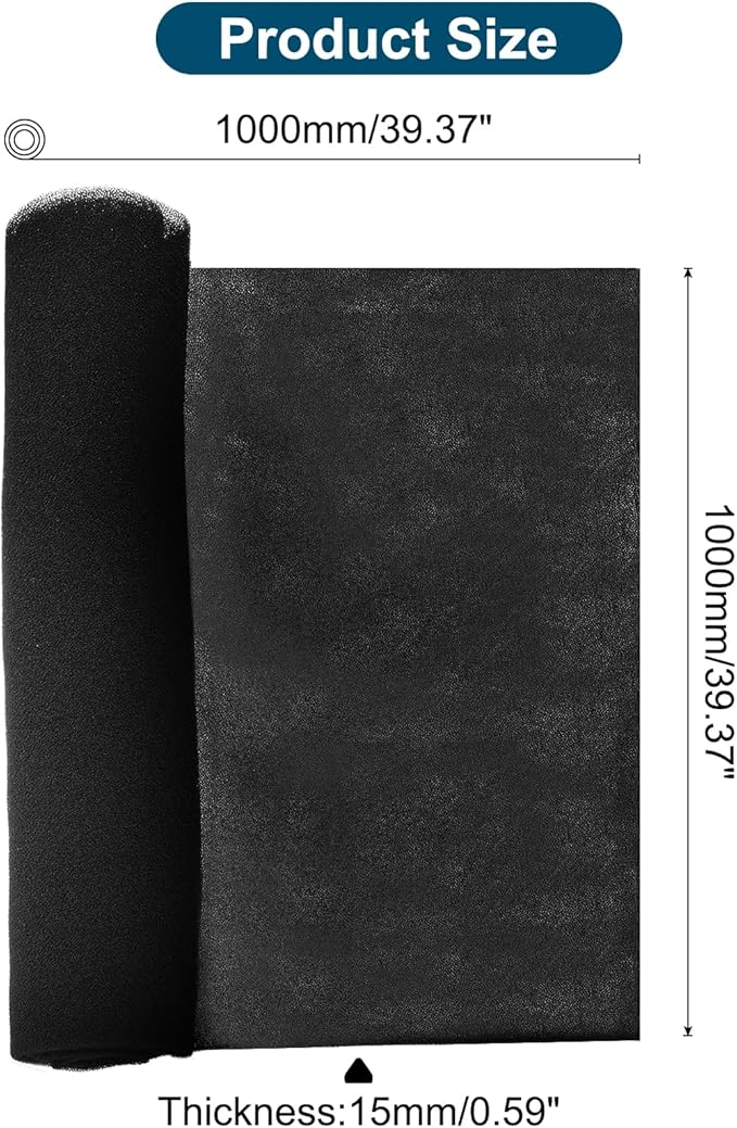 PATIKIL 39" x 39" x 0.6" Air Conditioner Filter Replacement, Washable Reusable Cut to Fit Foam Filter Air Filter for RV AC Vent Window Purifiers Computer, 40PPI