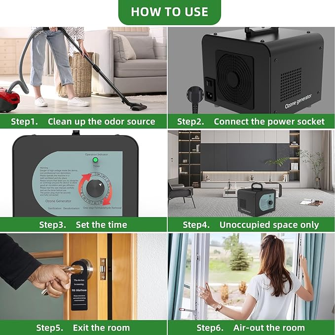 Ozone Generator Odor Eliminator 80000mg/H-High Capacity Ozone Machine Odor Removal for Large Spaces (9000 Sq. Ft)-Portable O3 Ionizer Air Purifier for Cars Homes Hotels Kitchens Pet Room