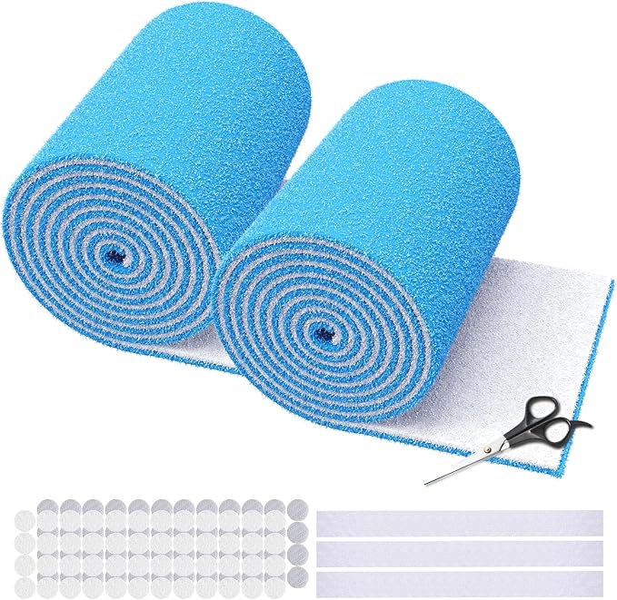 2PCS 12 x 140" Air Vent Filters, Cut-to-Size MERV 8 Filter Material, Triple Layer HVAC Furnace Vent Filters for Home, Floor, Ceiling, Grilles - Includes 48PCS Adhesive Hook Tape.