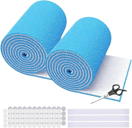 2PCS 12 x 140" Air Vent Filters, Cut-to-Size MERV 8 Filter Material, Triple Layer HVAC Furnace Vent Filters for Home, Floor, Ceiling, Grilles - Includes 48PCS Adhesive Hook Tape.