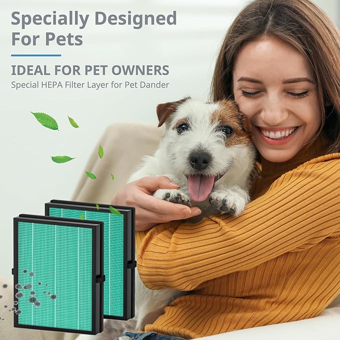 MK04 MG04JH Replacement Pet Filters Compatible with MK04 MG04JH Air Purifier HEPA Pet Filter For Pet Dander For Home Large Room Up to 1095 Sq.Ft, Compared to MK-04 MK04LX, 2 Pack