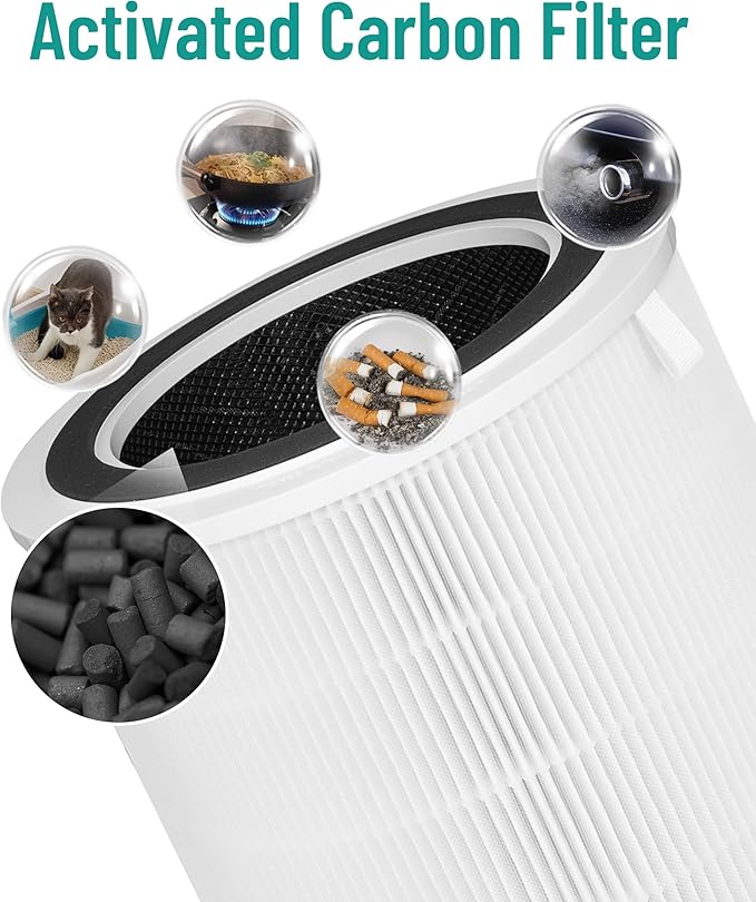 G300S Replacement Filter Compatible with Ganiza G300S /Proscenic A9/ Probreeze PB-P07 Air Purifiers, 3-stage Filtration with Activated Carbon Filter, 2 Counts