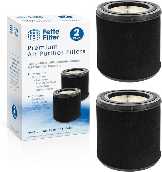 Fette Filter - FLT4700 True HEPA Filter M Replacement Compatible with GermGuardian Air Purifier Models AC4700 AC4700BDLX AC4700DLX AC4711W AC4625 AC4625BDLX includes 2 filters.