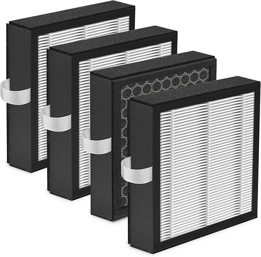 [UPGRADE] DH02 H13 HEPA Filter Compatible with Tenergy Dehumidifier Air Purifier Sorbi DH02 1000ML and Afloia Air Purifier Filter Replacement AQ8 Q8, Honati and Hysure Q7 with Activated Carbon, 4-Pack