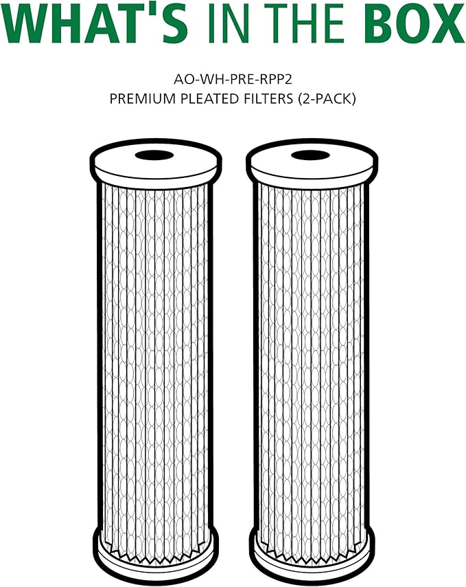 AO Smith 2.5"x10" 40 Micron Sediment Water Filter Replacement Cartridge - 2 Pack - For Whole House Filtration Systems - AO-WH-PRE-RPP2