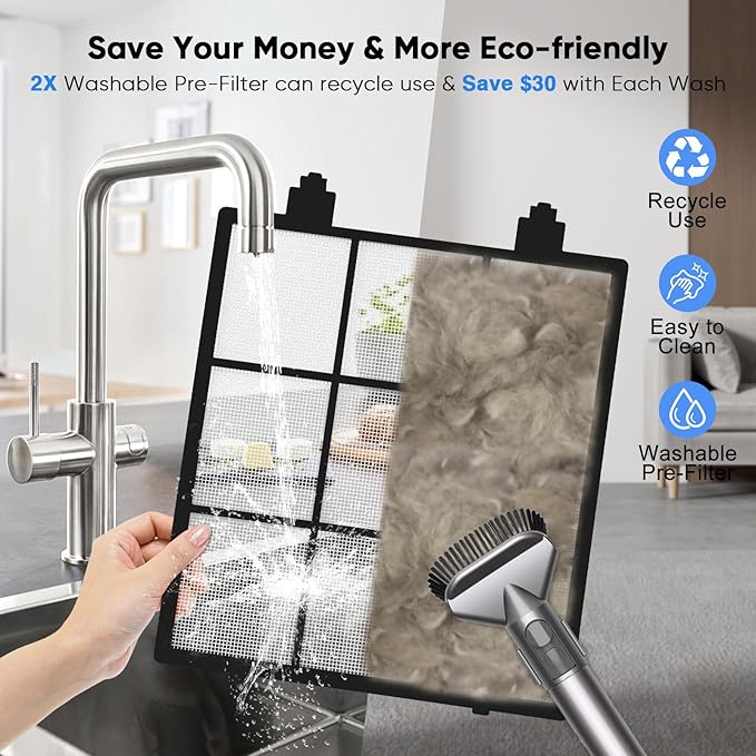 Smart Air Purifiers for Home Large Room, H14 Air Purifier with Washable Filters Up to 3000 Ft², APP & Voice Control & 22 dB Sleep Mode for Bedroom Living Room, Black