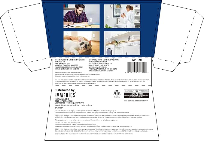 Homedics TotalClean Personal UV-C Plug-In Air Sanitizer – Small Air Purifier for Bedrooms and Bathrooms, Built-In Night-Light for Small Spaces, Auto-On Motion, White (Pack of 4)