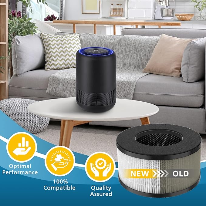 BS-01 Replacement Filter Compatible with Slevoo BS-01 Air Purifier, 3-in-1 H13 True HEPA Filter Replacement, 2 PACK BS01 Air Filt-er (NOT fit for BS-03)