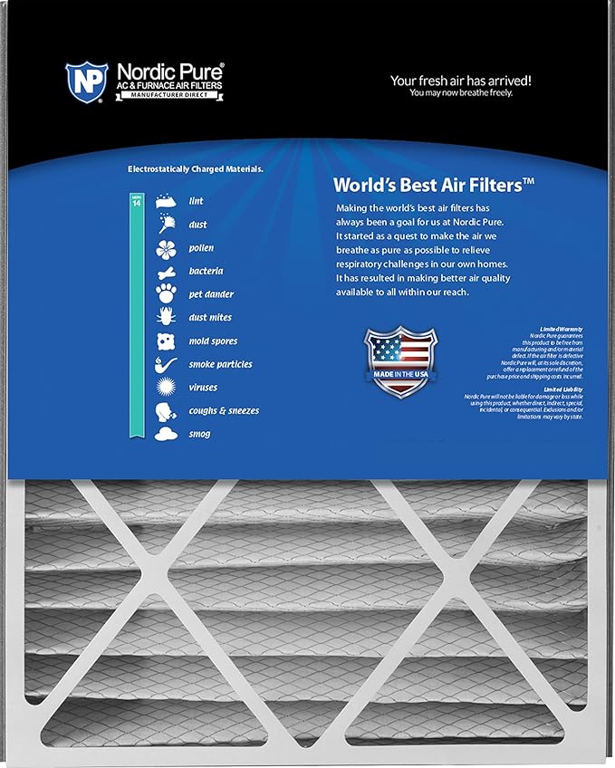 Nordic Pure 20x25x5 (19_3/4 x 24_1/4 x 4_7/8) Air Bear Replacement 266649-102 MERV 14 Air Filters 4 Pack
