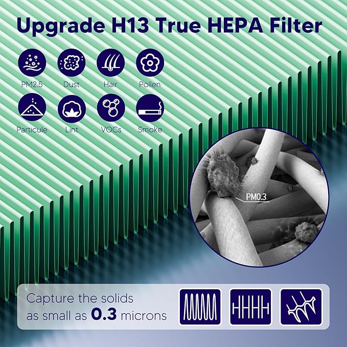 Improvedhand Vital 100S HEPA Replacement Filter Toxin Absorber Compatible With LEVOIT Vital 100S/100S-P Air Purifier, High-Efficiency 3-IN-1 True HEPA and Activated Carbon Filters, Pack of 2, Green