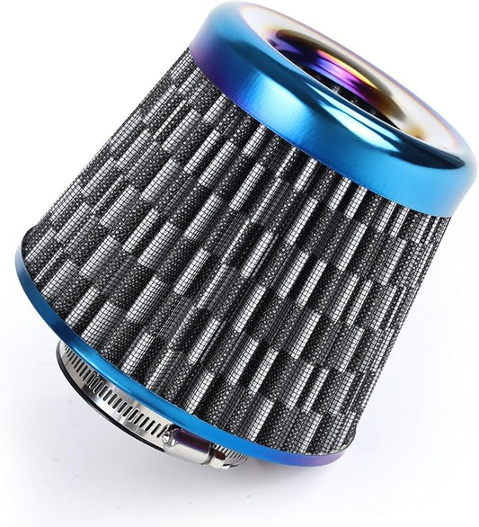 Universal Cold Air Intake Filter Clamp-On Replacement Air Filter Flange Diameter 3 inches/76mm High Performance Washable Filter Carbon Fiber Pattern