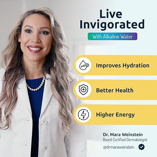 Invigorated Water - Alkaline Glass Water Filter Pitcher, High pH Purifier with 1 Alkalizer Filter Pouch (400-Liter Capacity), 7.5-Cup (1.8 Liter) for Drinking Water