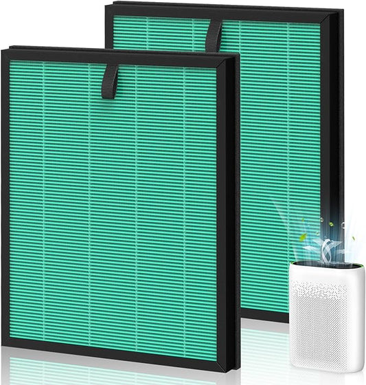 2-Pack MK-D05 Air Fil-ter Replacement for MK-D05 Air Cleaner Puri-fier, 4-in-1 Filtration with HEPA Filt-er and Activated Carbon Filt-er, Green (Pet Dander Version)