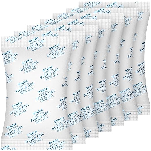 10 Gram(50Packs) Food Grade Moisture Absorber Silica Gel Desiccant Packets for Storage,Desiccant Beads Silica Gel Packs for Moisture Control