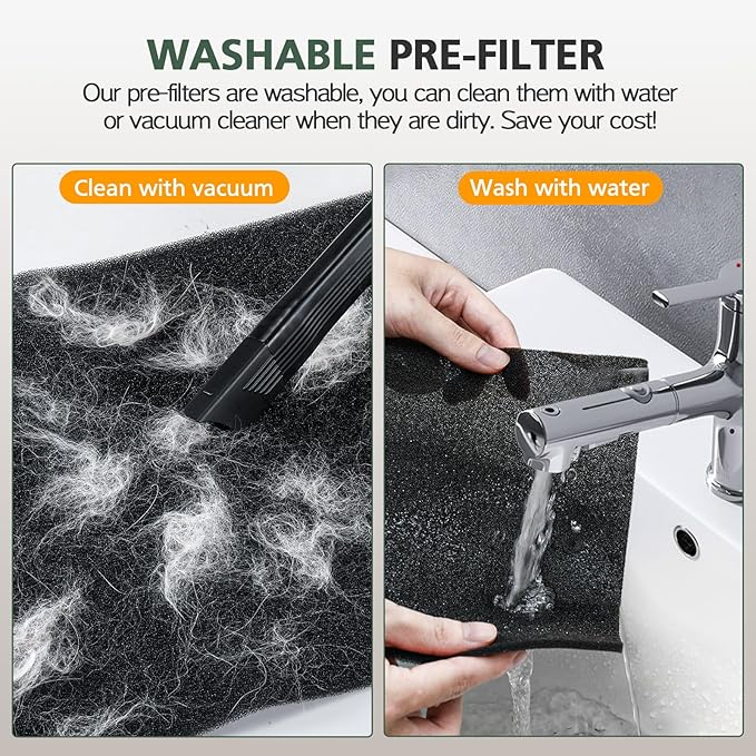 3 Pack KJ190L Filter Replacement for MOOKA KJ190L Air Puri-fier for Home Large Room 2200 Ft², 3 Stage Filtration for Smoke Dust Pollen Pets Hair Dander Odor, 3 HEPA Filters and 6 Washable Pre-Filters