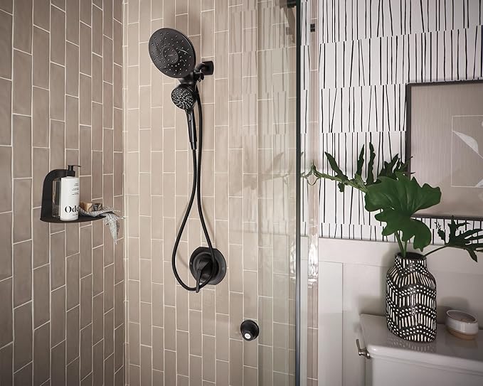 Moen Engage Matte Black 2.5 GPM Handheld Showerhead and Rain Shower 2-in-1 Combo Featuring Magnetic Docking System and Metal Hose, 26009BL
