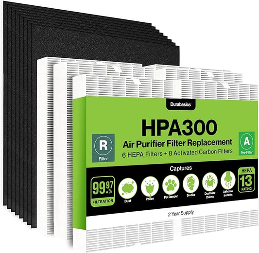 Durabasics 6 HEPA Filter Set for HPA300 Honeywell Air Purifier Filters & Honeywell HPA300 - For Air Purifier Filter Replacement HPA 300 - Replacements for Filter R & HPA 300