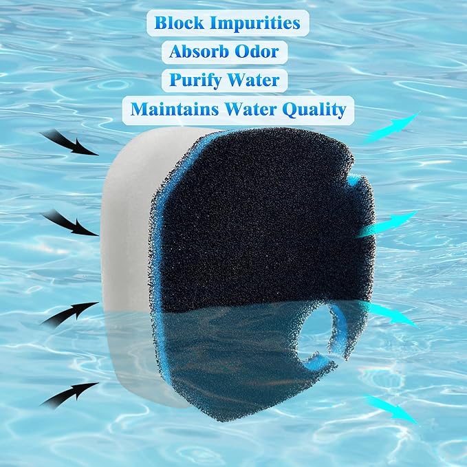 Large Cotton White Floss Pads and Activated Carbon Sponge Bio Filter Pads Refill Kit for AMOSIJOY Aquarium Canister Filter, Compatible with 396/528/660GPH Canister Filter (Large for 396/528/660GPH)