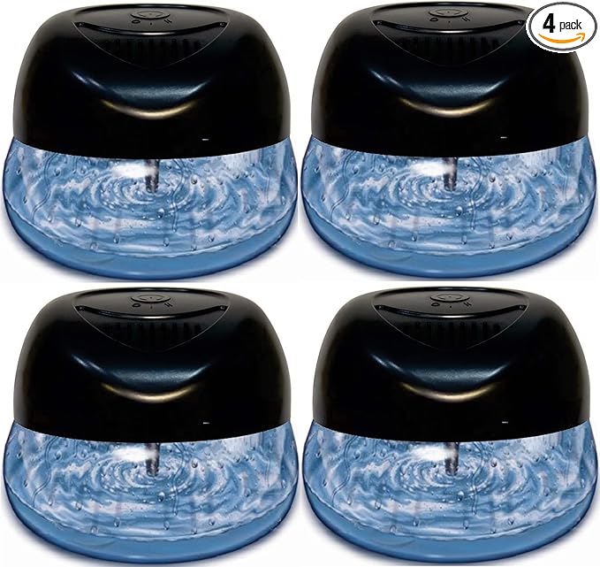 Bluonics Fresh Aire 4-Pack Water Air Washer, Air Revitalizer & Freshener with a bottle of of Tobacco Fragrance with Night Light 7 LED Changing Colors & White Noise