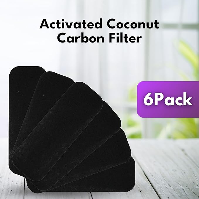 Filter Monster Coconut Carbon Ceiling Fan Filters - Easy-Stick Activated Carbon Blade Filters for Common Household Contaminants - 6 Pack