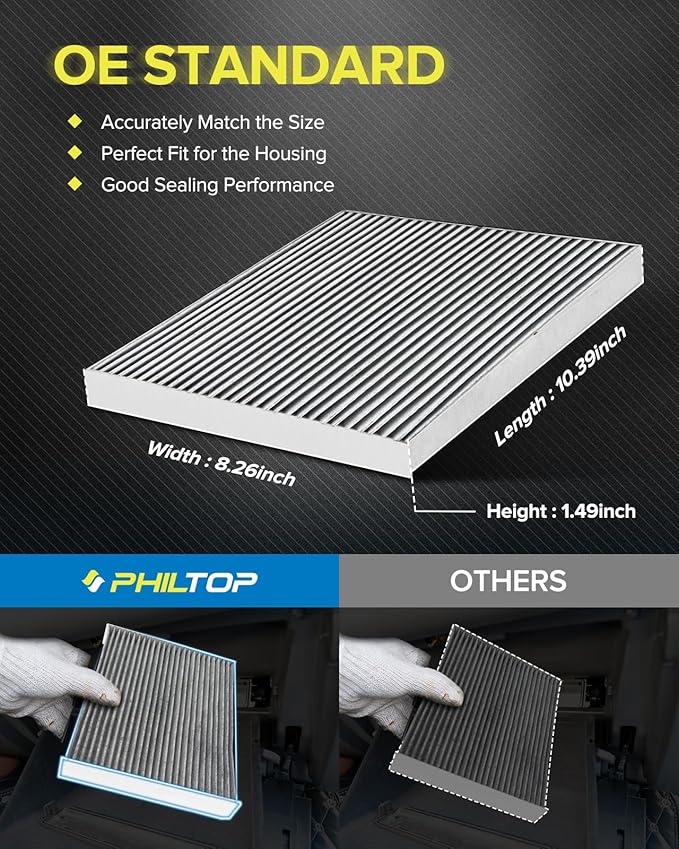 PHILTOP ACF269 (CF11174) Cabin Air Filter, Replacement for Fusion (2010-2012), Lincoln (2010-2012), Mercury (2010-2011), Premium Cabin Filter with Activated Carbon Filter Up Dust Pollen Odor