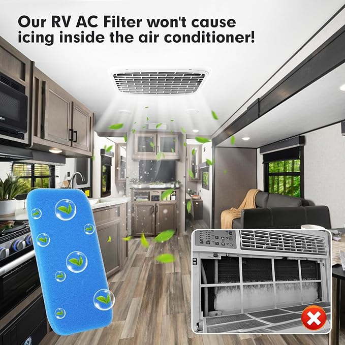 4-PACK RV AC Filter RV Air Filters Replacement for Air Conditioner Vent, Washable AC Filter 12.875 x 5.5 for Camper Vent MERV 6 AC 160g