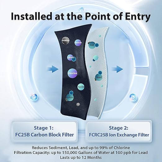 iSpring WGB22B-PB 2-Stage Whole House Water Filter System with 20" x 4.5" Sediment, Carbon, and Lead Reducing Water Filters, Model: WGB22B-PB