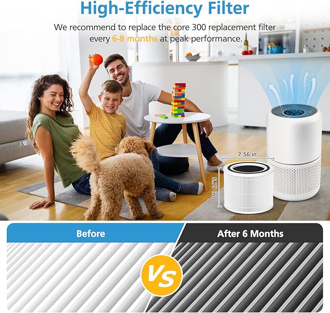 2 Pack Core 300 Replacement Filter for LEVOIT Core 300 and Core 300S Air Purifier, 3-in-1 Core 300 HEPA Filter Efficiency Activated Carbon Filtration System, Core 300-RF