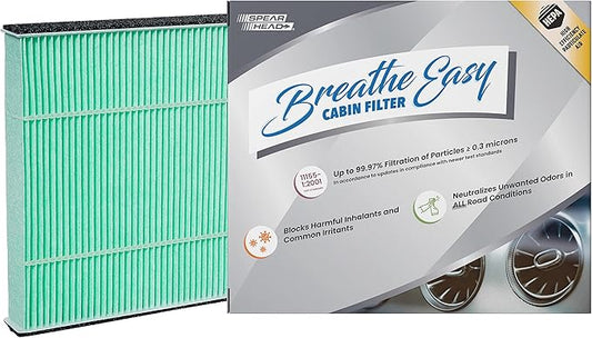 Spearhead HEPA Breathe Easy Cabin Filter, Up to 99.97% Filtration of 0.3 Micron Particles w/No Airflow Reduction (BE-285H)