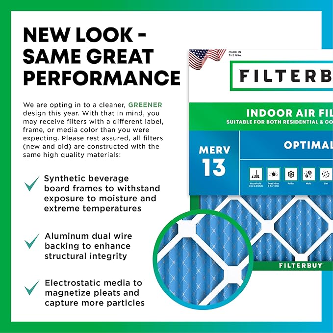 Filterbuy 14x18x1 Air Filter MERV 13 (MPR 1900) Health Defense Replacement (1-Pack), Electrostatic Pleated HVAC AC Furnace Filters, Made in USA (Actual Size: 13.50 x 17.50 x 0.75)