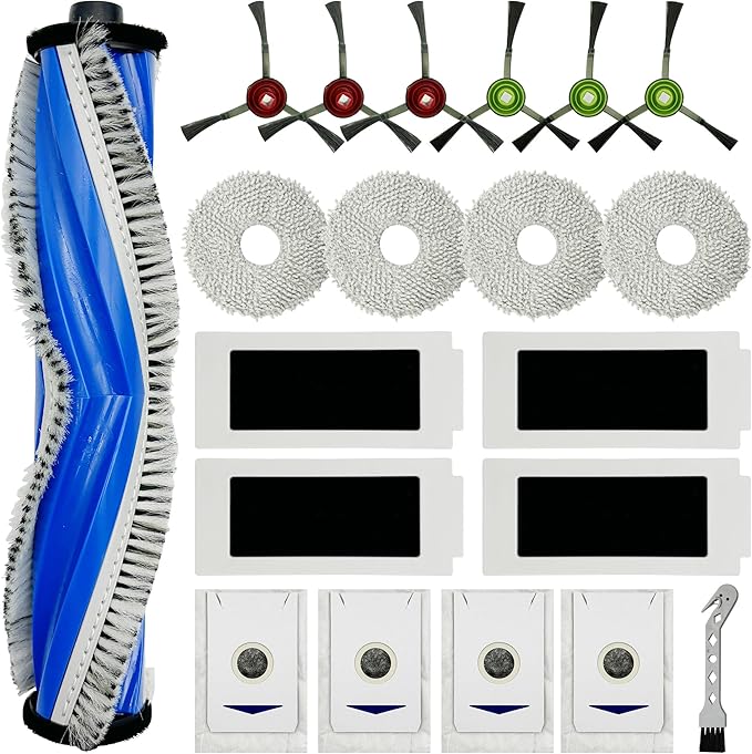 Accessories Kit for ECOVACS DEEBOT T30S / T30S Care / T30S AI Care/Yeedi M12 PRO+ Robot Vacuum Robot Vacuum and Mop, Main Brush, Side Brushes, HEPA Filters, Mop Pads, Dust Bags Replacement Parts