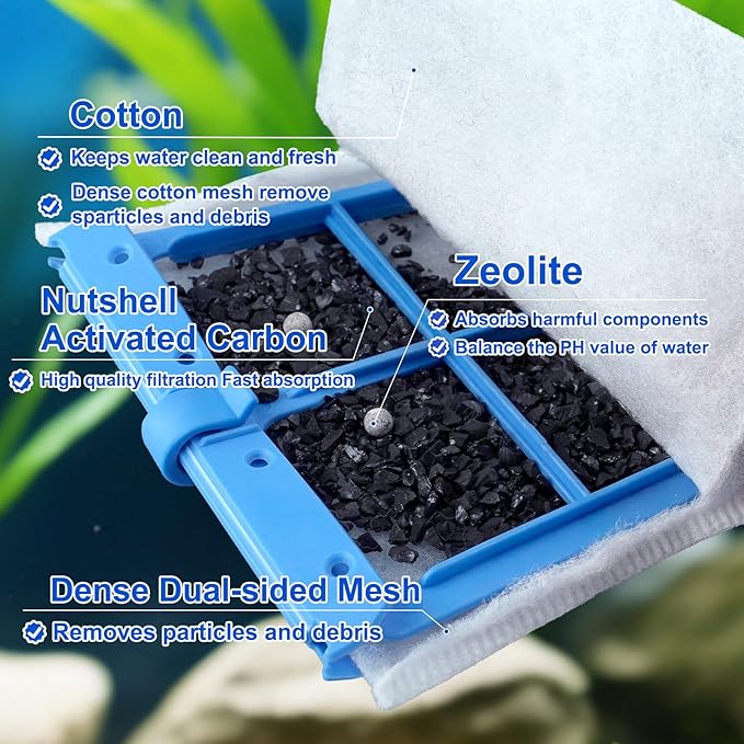 10 Pack Small Replacement Filters Cartridges with Aqueon QuietFlow,Replacement Filter Cartridges with Aqueon QuietFlow with More Activated Carbon,for Minibow Aquarium Filters Size 1/2.5/5 Gallon