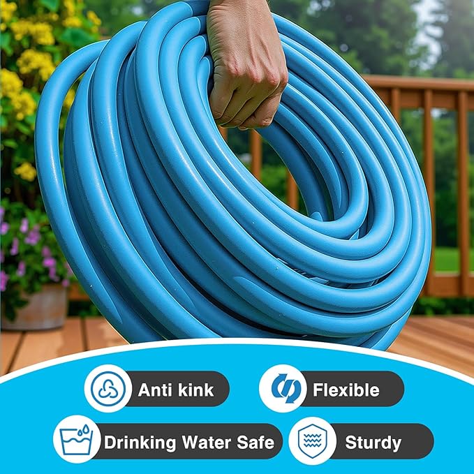 Garden Hose 50 ft, Heavy Duty Water Hose 5/8" x 50ft, New Patented Kink Free Water Hose Kink Resistance, Heavy Duty,Flexible and Lightweight, Leak Free, Burst 600 PSI, Drinking Water Safe