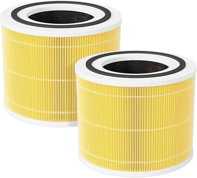 Future Way Core 300 Replacement Filter for LEVOIT Core 300 & 300S Air Purifier, 3-Stage H13 True HEPA Filter for Common Airborne Substance Removal, Replace Core 300-RF, Yellow, 2-Pack