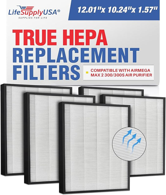 True HEPA Max2 Filter AP-1515-FP | Fits Coway Airmega 300 / 300S Air Purifiers by LifeSupplyUSA (5-Pack)