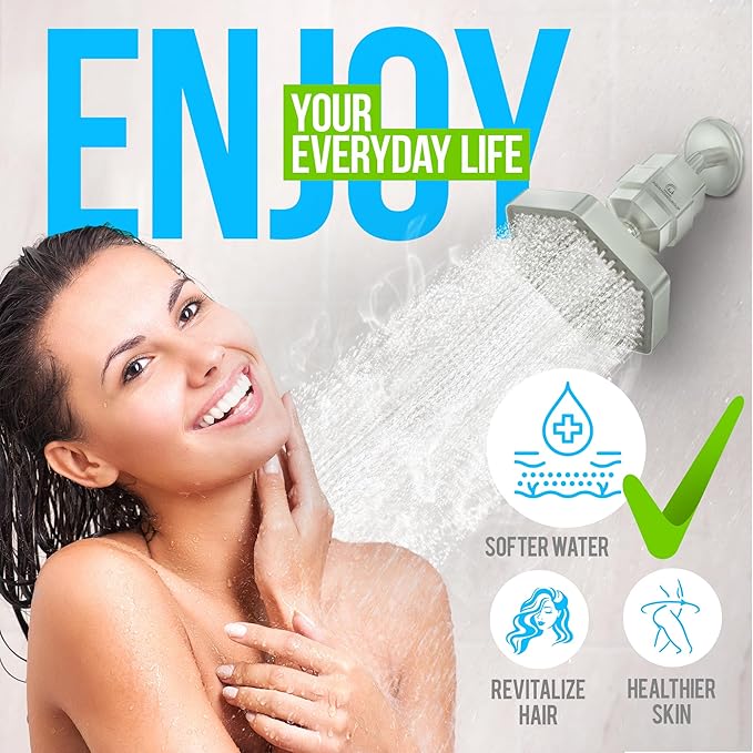 AquaHomeGroup Luxury Shower Head with Filters - 20 Stage Hard Water Filter Showerhead to Remove Toxic Chemicals, Chlorine, Fluoride - Water Softener Shower Head with Vitamin C E A (Brushed Nickel)