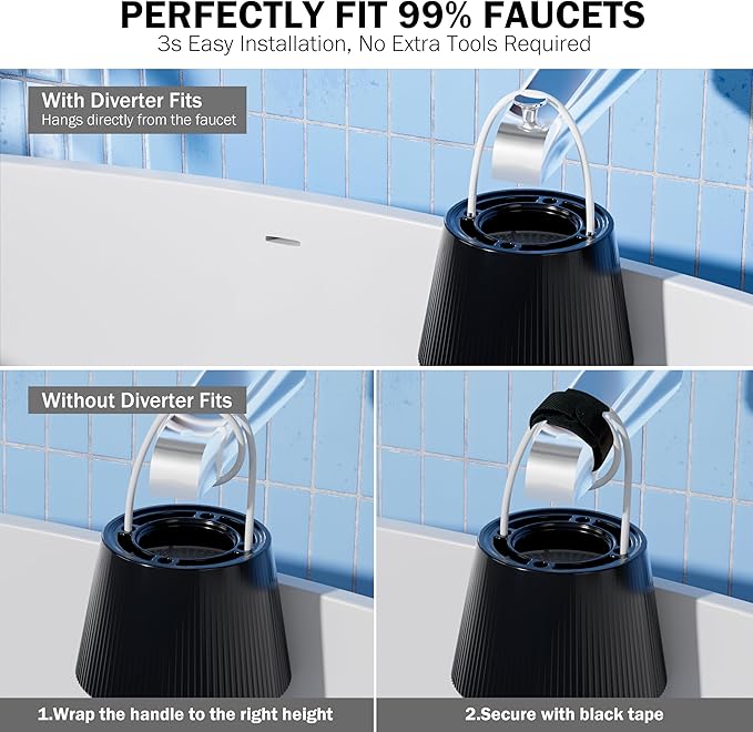 Outlet Dreamwills TF100 Bath Filter For Tub -Certified 15-Stages Bathtub Water Filter, Reduce 99% Heavy Metal, Hard Water Softener For Sensitive Skin, Body,Hair, BPA-Free|2500 Gallons, Black