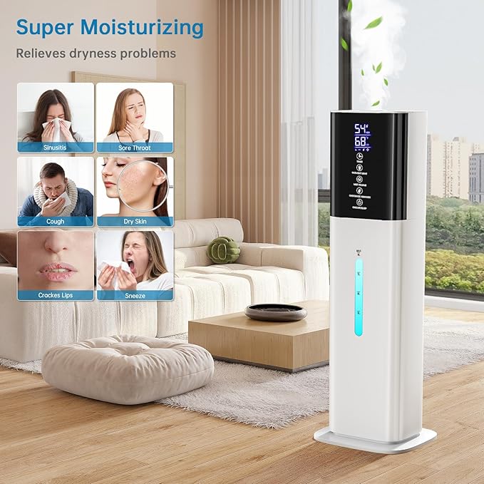 Humidifiers Large Room Bedroom with 7 Colors Light,Honovos 8L 2.1Gal Quiet Ultrasonic Cool Mist Topfill Humidifier with 360° Nozzle 3 Speed Humidistat Essential Oil Tray for Baby Home Plant Yoga Sleep