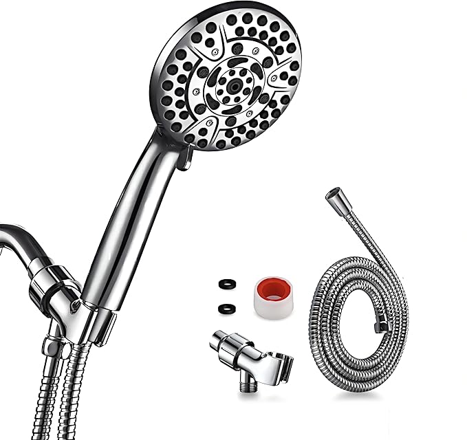10 Spray Shower Head with Handheld,High Pressure shower heads with Handheld Spray Combo,Hand Held Shower Head with 60 Inch Long Hose (Chrome)