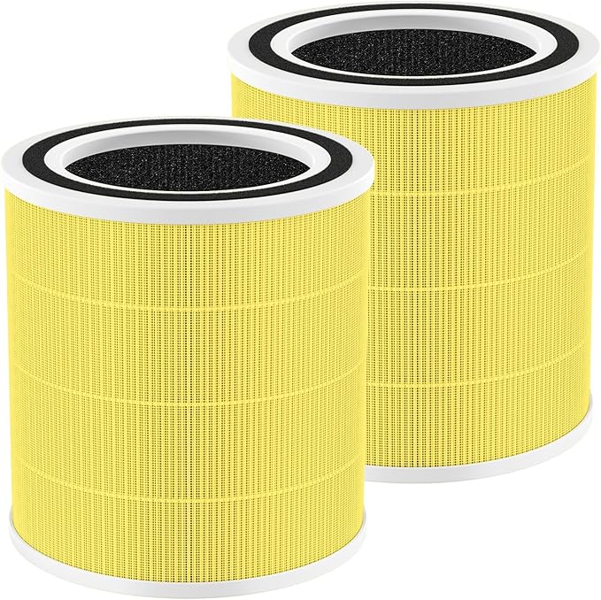 2 Pack AC400 Pet Care Replacement Filter for Purivortex AC400 Air Purifier, 3-in-1 HEPA Filters with High Efficiency Activated Carbon Filter, Yellow