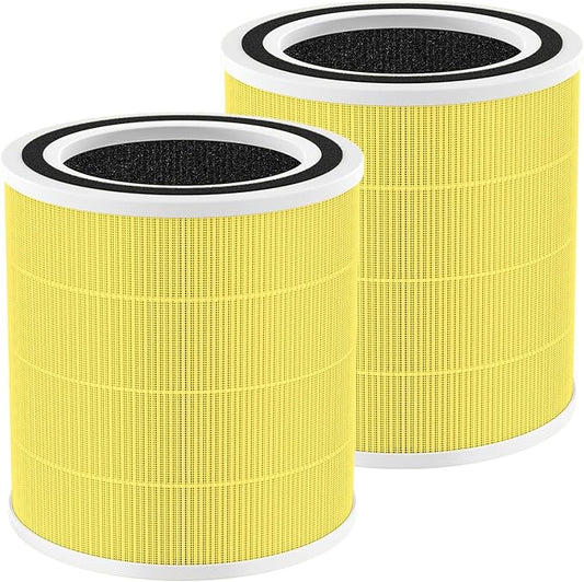 2 Pack AC400 Pet Care Replacement Filter for Purivortex AC400 Air Purifier, 3-in-1 HEPA Filters with High Efficiency Activated Carbon Filter, Yellow