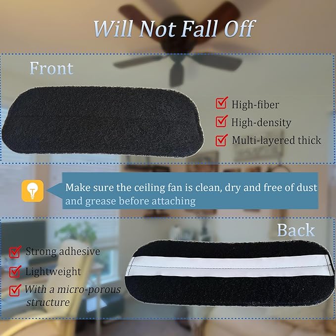 10PCS Activated Charcoal Ceiling Fan Filters, Universal Activated Coconut Shell Carbon Air Filter, Easy-Stick Ceiling Fan Filters for Clean Air | Eliminate Odors, Dust, and Pollutants