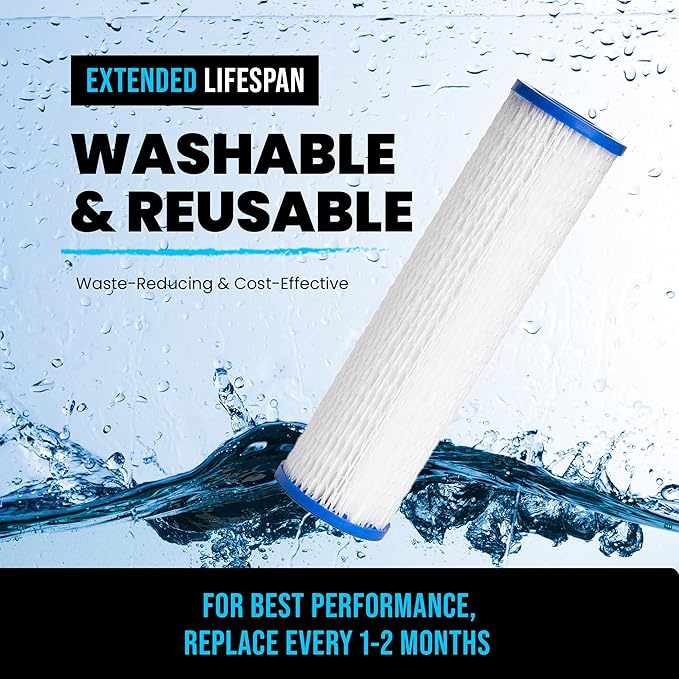 Cold Plunge Water Filter Cartridges, 50 Micron Sediment Filters, 10” Universal Fit (2.5” x 10”), Compatible with Cold Plunge Tubs, Under Sink & Whole House Systems, Pack of 4