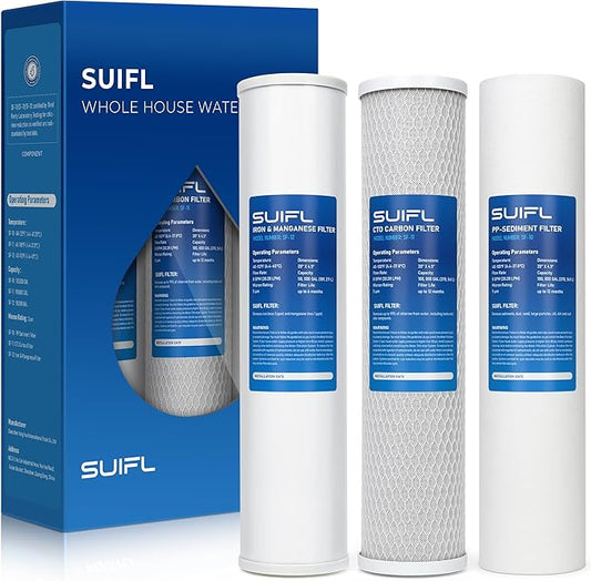 4.5 * 20” 3 Stage Whole House Water Filter Set, Compatible with Express Water WH300SCKP, WH300SCKP-S, WH300SICS, WH300SCGS, V-WH300SCPS, FLTWH2045CKP1, FLTWH2045ICS1, FLTWH2045CKS1, 1 Set