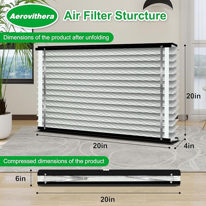 2-Pack 313 Air Filter Replacement Compatible with AprilAire Whole House Air Purifiers,Models 1310, 2310, 3310, 4300, MERV 13 20x20x4 Pleated HVAC AC Furnace Filter