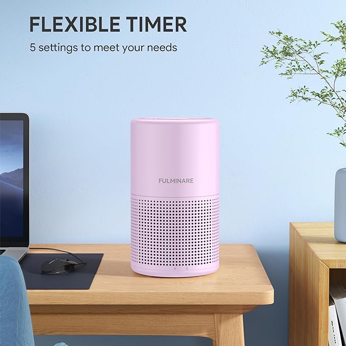 FULMINARE Air Purifiers for Bedroom H13 True HEPA Air Filter, Quiet Air Cleaner With Night Light, Portable Small Air Purifier for Home, Office, Living Room (Purple)